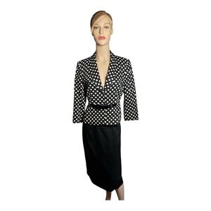 Tahari Arthur S. Levine  Black and White Polka Dot Skirt Set,‎ Size 8 (276)